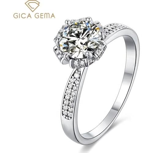 GICA GEMA Moissanite Diamond Rings For Women Real 925 Sterling Silver Wedding Anniversary Engagement Party Custom Jewelry