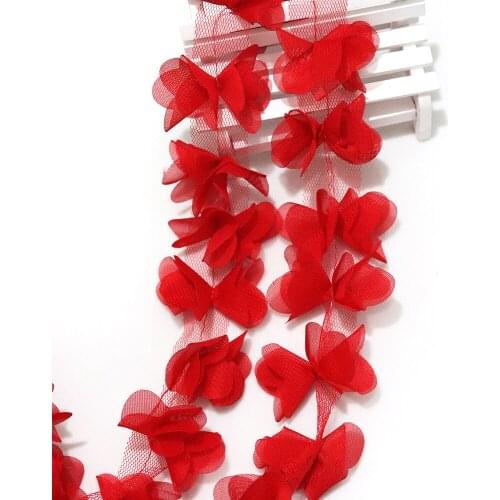 H623 5cm 2Y Shabby Chiffon Mesh Flower Lace Trim Wedding 3D Flower Diy Handmade Lace Shoes Sewing Accessories Supplies Crafts