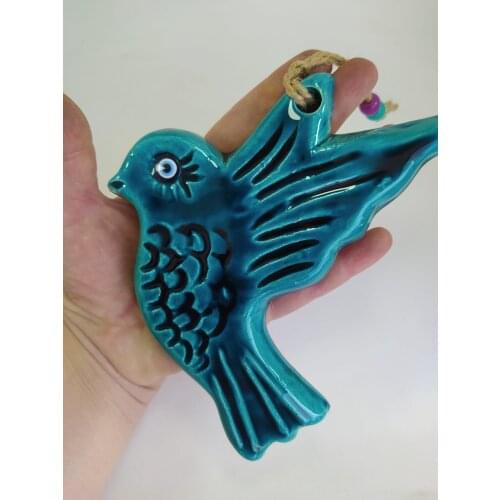 Ceramic Bird Evil Eye Pendant Turkish Nazar Handmade Amulet for Wall Hanging Talisman Boho Home Decor Protector