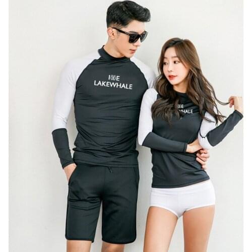 Womens Mens Rashguards 2pcs set Long Sleeve Sun UV Protection Swim Surf Yoga Running Yoga Bathing Suits Tracksuit Black