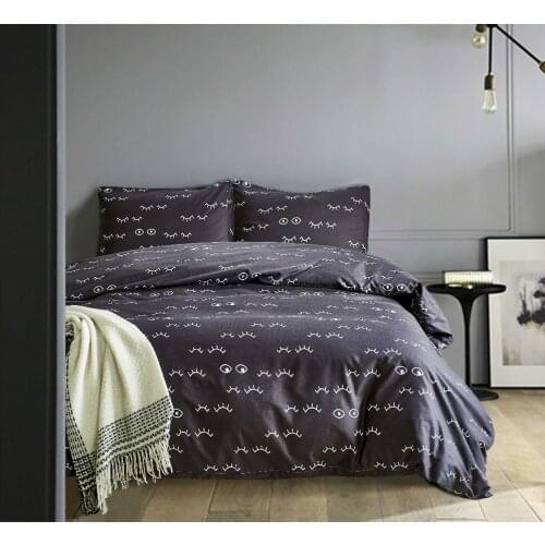 Dark color Twin Queen King double duvet cover sets microfiber bedding set eyebrow and eyes quilt cover set