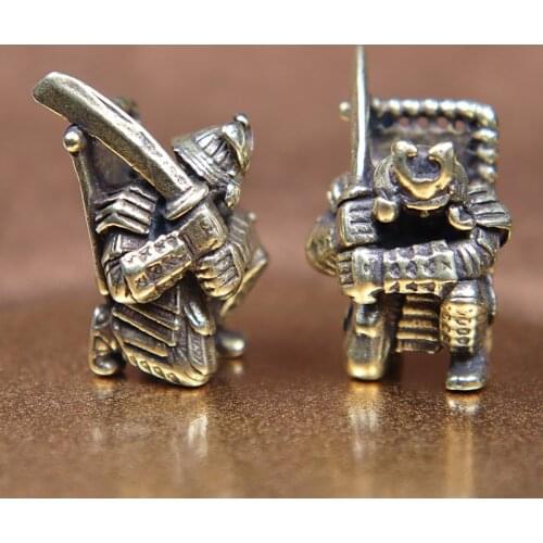 Wild Warrior Brass Knife Bead Japanese Samurai Pioneer Outdoor Survival Gadgets Lanyard Pendant Paracord Bracelets DIY Accessory