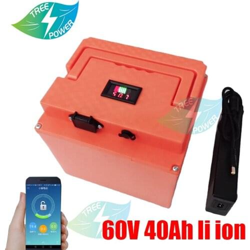 Li ion 60v 40ah lithium ion bateria BMS for 3500W Tricycle scooter bike Motorcycle Citycoco Golf +5A charger