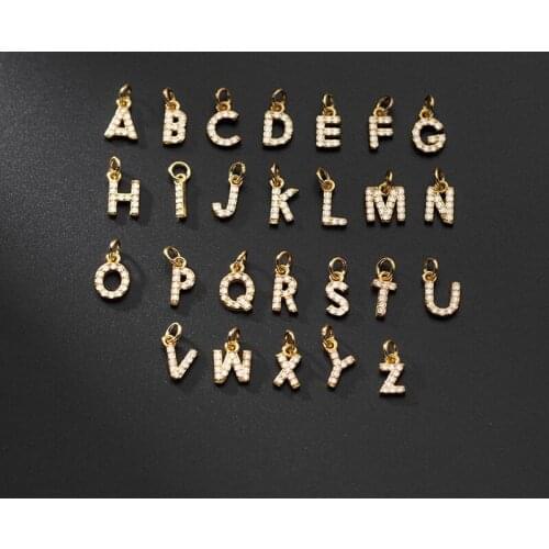 Lo Paulina Solid 925 Sterling Silver Bead Charms Pendants Alphabet A~Z 26 letters For Jewelry Gifts Making