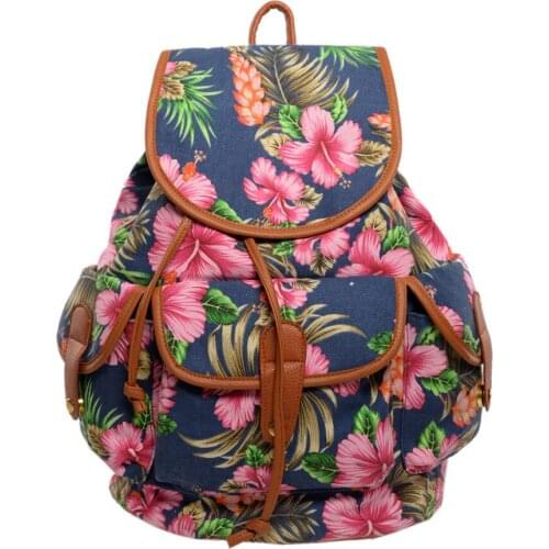Fashion Vinatge Drawstring Backpacks Women Large Capacity Flower Style Waterproof Nylon Shoulders Backpacks Rucksack WZ009