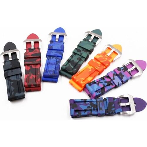 Pin buckle 24mm mens rubber strap for Panerai PAM111PAM508PAM441 111 380 0389 outdoor sports waterproof watch strap watch band