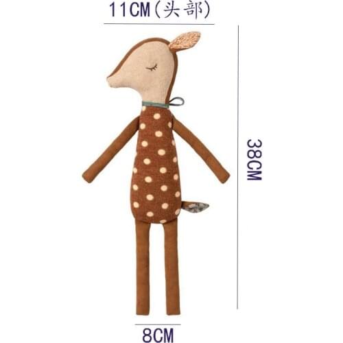 Soft Cute Bambi Deer Doll Plush Stuffed Toy to Comfort the Baby Sleeping Bed with Sleeping Doll Birthday Gift Interior Decorate
