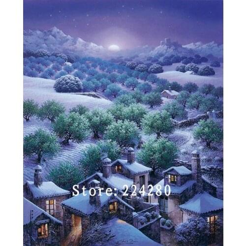 Snow day Night Needlework,Embroidery,Forest house DIY 14CT Unprinted Cross stitch kits,Art Pattern Cross-Stitching decor