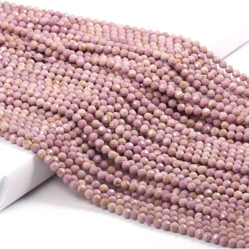 Natural Stone Faceted Round Purple mica Small Beads Loose spacer beads for Jewelry Making DIY Necklace Bracelet Accessories