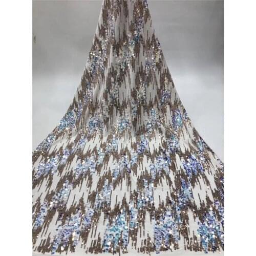 New design high quality 1YG-20.4409 french sequins lace fabric african lace fabric with big and small sequins tulle fabric