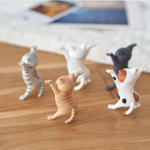 Enchanting Cat Pen Holder Decoration Animal Statue Office Pen Holder Decor Toy Japanese Cat Gift Capsule Toys Blind box