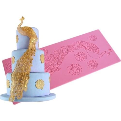 Peahen Lace Cushion Silicone Mold Fondant Cake Decorating Mould Sugarcraft Chocolate Baking Tool For Cakes Gumpaste Form