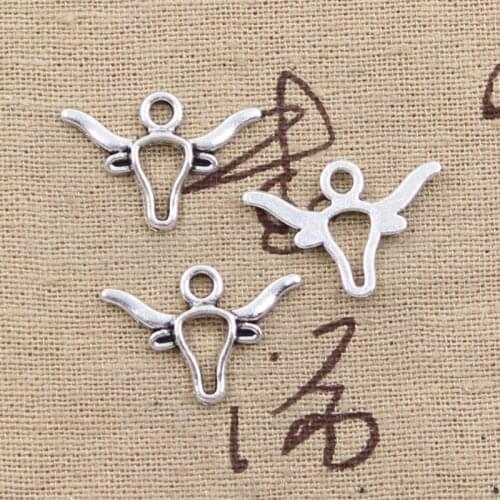 30pcs Charms Hollow Bull Ox Head 16x23mm Antique Silver Color Plated Pendants Making DIY Handmade Tibetan Silver Color Jewelry