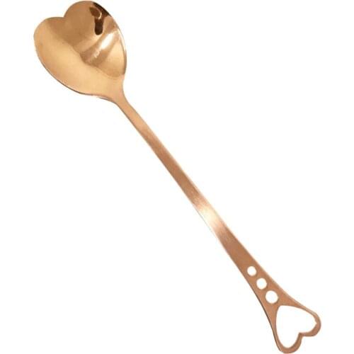 Hollow Heart Shape Portable Stainless Steel Mixing Spoon Coffee Ice Cream Teaspoon Cocktail Stirring Spoon Barware Drinking Tool