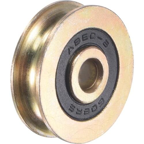 Uxcell Sliding Door Roller U Groove 6mm Shaft Hole 28.5mm Diameter, Iron Zinc Plated