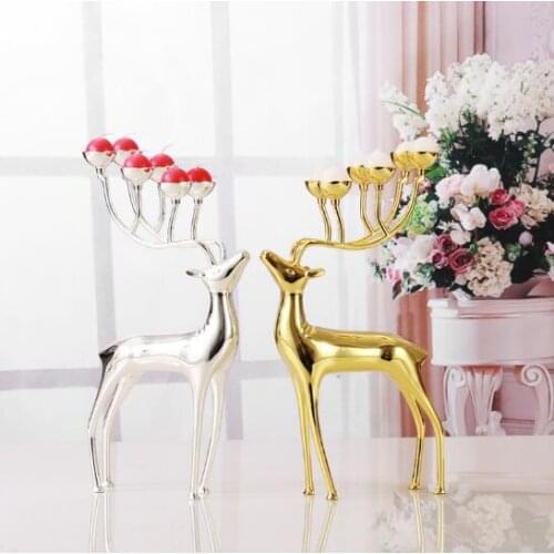 Luxurious Spotted Deer Candle Holders Stainless Steel Candlestick Wedding Candelabra Decoration for home decor ZT111