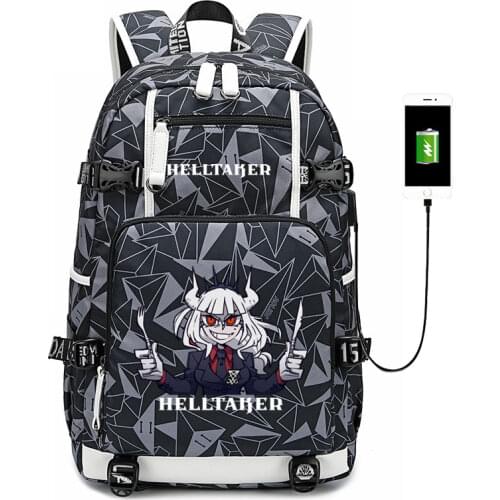 Helltaker Lucifer Beelzebub Backpack laptop bag game cosplay Travel bags USB Oxford casual SchoolBag
