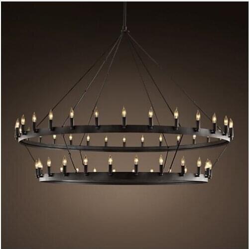 Samurai chandelier American iron art retro industrial wind LOFT restaurant bar clothing store double circle candle chandelier