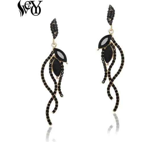 VEYO Crystal Dangle Earrings Trendy Line shape Rhinestone Earings Fashion for Women Jewelry Pendant