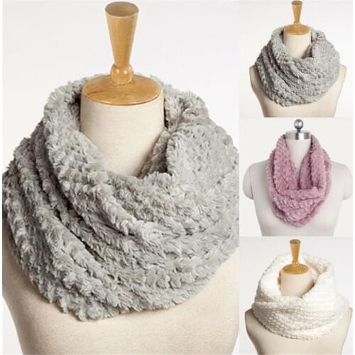New Winter Scarf Fashion Women Faux Fur Infinity Circle Cable Cowl Neck Long Scarf Shawl Wrap Lady Girl Soft Solid Ring Scarf