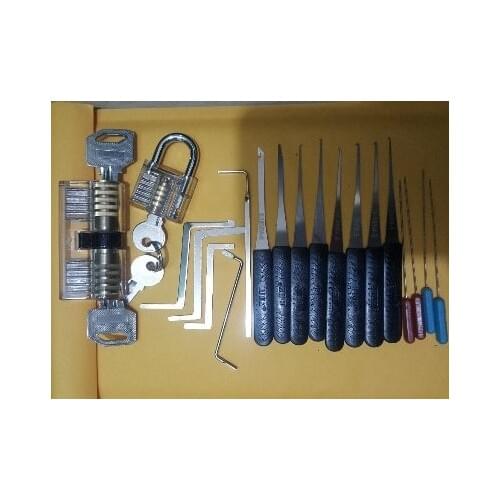 Locksmith Tension Wrench Tool , Broken Key Extractor Tools with Transparent Practice Pick Lock Combination