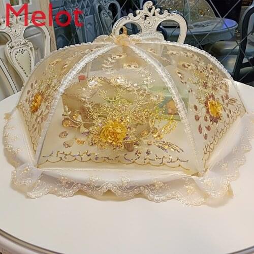 Modern High-Grade Gauze Cover Dining Table Food Cover Fashion Household Foldable Table Top Food Cover Dish Cover Umbrella