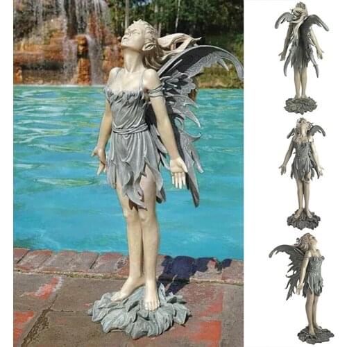 Angel Statue Hand Painted Fairy Resin Crafts Outdoor Landscape Decoration for Garden Courtyard Lawn Miniatures Decoration Craft