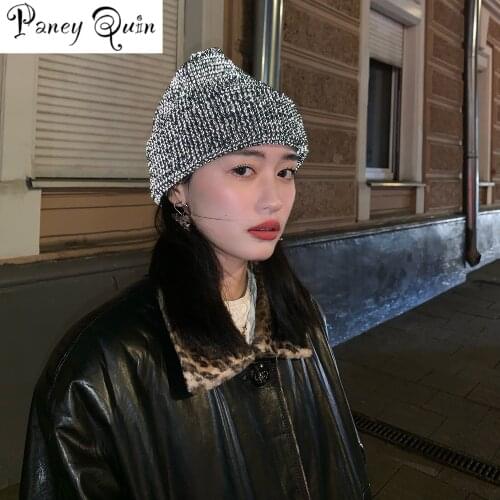 Reflective knitted winter hat women Unisex Reflective Knit Beanie Warm Night Running Cycling Walking Safety Caps hat Women