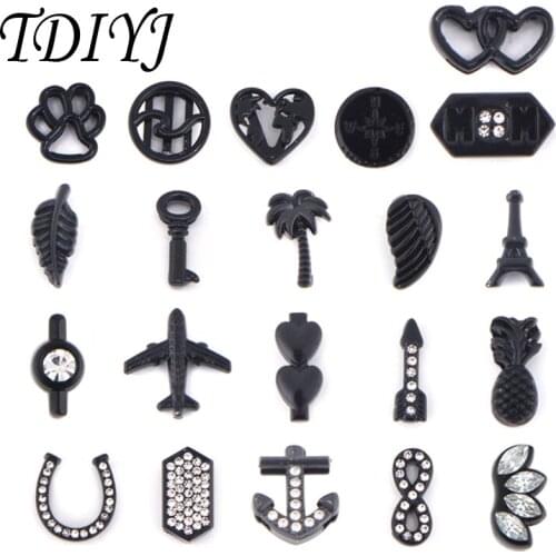 TDIYJ New 21 Kinds of Black Slide Charm Keeper for 10mm Leather/Stainless Steel Mesh Bracelet as Women Jewelry Accessories