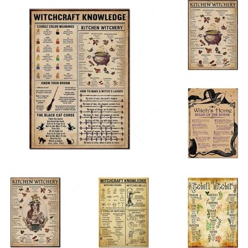 Witch magic knowledge art painting gift kitchen witchcraft funny wall is canvas painting poster and printing decoration frameles