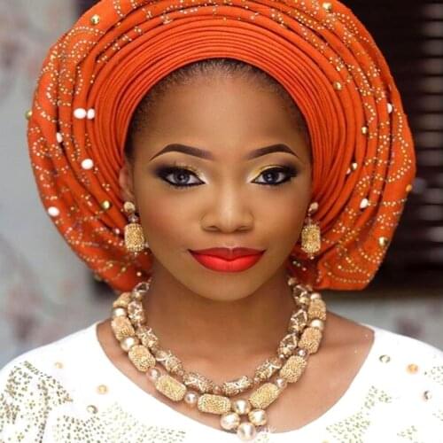Splendid Nigerian African Wedding Beads Sets Newest Gold Color Bridal Necklace Earring Set Dubai Bride Jewellery Set Free Ship