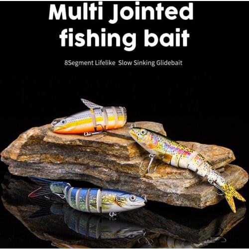 19g Fishing Bass Lure 7 Segment Multi Jointed Artificial Bait Lifelike Trout Swimbait Treble Crankbait Hooks Hard Fish