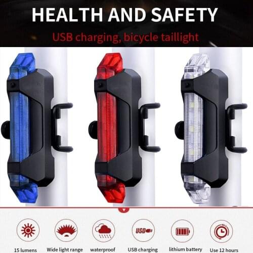 GRSRXX MTB Bicycle Tail Light USB Rechargeable Portable Cycling Light IPX5 Waterproof Cycling Accessories Bike Warning Lights