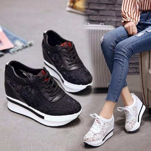Hot mesh breathable shoes woman platform heels casual shoes women 2019 wedges platform shoes for women chaussures femme