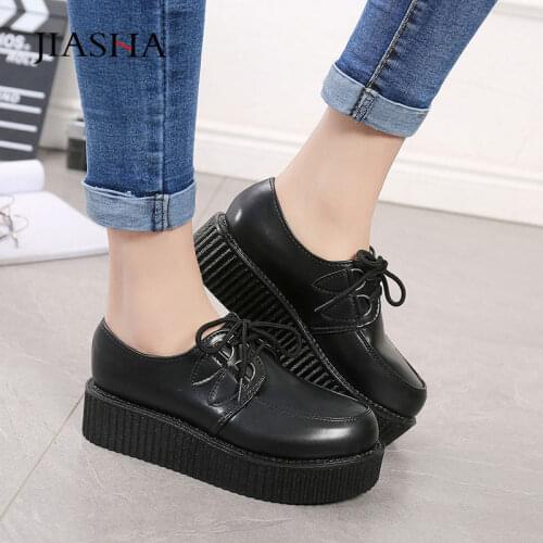 Creepers shoes ladies plus size 35-41 2021 new fashion lace-up suede women shoes light creepers flat platform shoes woman