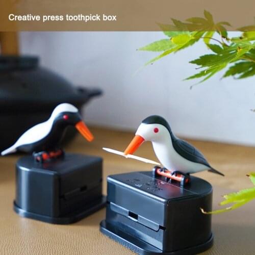 1PC New Cute Small Bird Toothpick Container Automatic Toothpick Dispenser Toothpick Holder Home Decoration Table Decor
