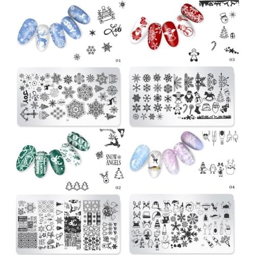 1pcs Nail Art Stamping Christmas Plate Snow Halloween Pattern Manicure Image Template Festival New Year Nail Stencil Tool#290771