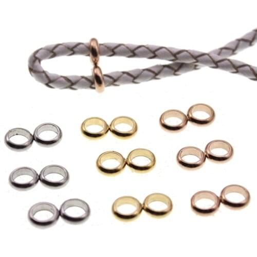 100pcs Stainless Steel Big Hole Spacer Beads for Jewelry Making fits Rope Necklace Stopper Beads DIY Leather Bracelet Findings