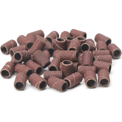 100 Pcs 1/2" and 1/4" Sanding Band Sleeves Drum Kit Sandpaper Rubber 2 Mandrels