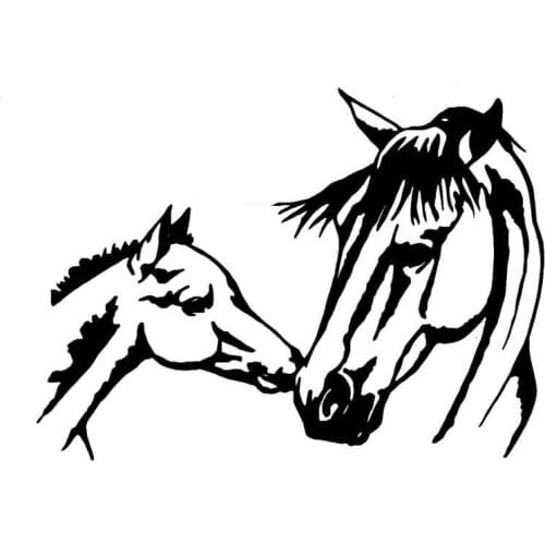 16.5cm*11.9cm Lovely Horse Family Funny Car Styling Car Sticker Creative Bumper Decal Black/Silver S6-2770