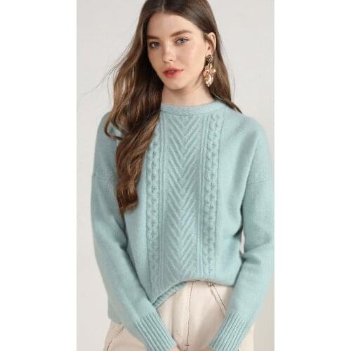 2020 autumn winter new styles 100% cashmere sweater woman crew neck long sleeve thick pullovers fashion large size warm knitwear