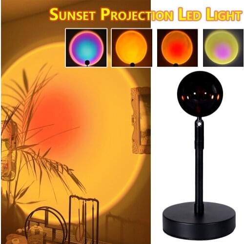 2021 Rainbow Sunset Projector Atmosphere Button Background Wall Decoration Projected Lamp Home Coffe Shop Colorful Light