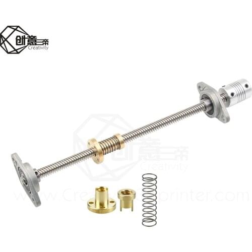 3D Printer T8 Lead Screw lead 8mm 200/300/400/500mm+T8 Anti Backlash Spring +KFL08 Brackets+5 to 8mm Flexible Coupling kit