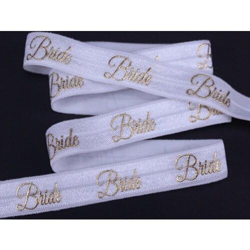 5/8" gold foil Bride fold over elastic foe elastic ribbon for hair tie, 100yards/roll