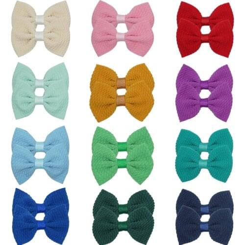 5pcs/lot Lovely Handmade Bowknot Bangs Hairpins Baby Girls Solid Color Bows Duckbill Clip Kids Accessories Clothing Decoration