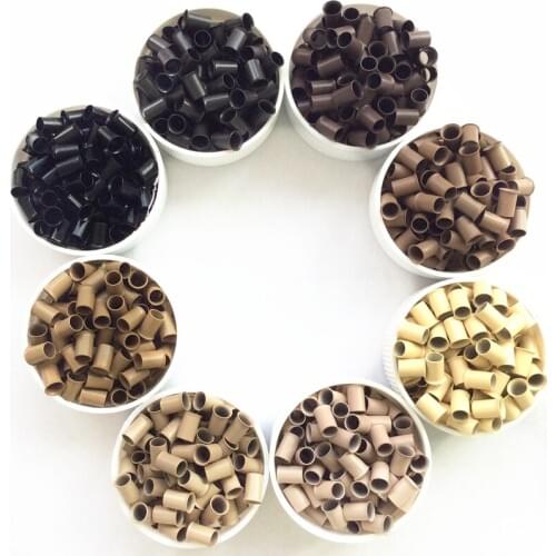HARMONY 500 Pieces 4.0x3.6x6.0mm Flared End Copper Micro Tubes Micro Links for Stick I tip Hair Extensions with 8 Colors Choice