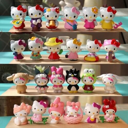 6pcs/set Cartoon KT Cat Toy Kawaii Exquisite 5cm Hello Kitty Doll Anime PVC Cosplay Cake Decoration Children’s Birthday Gifts