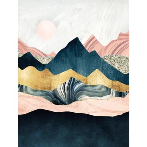 HD Gold Blue Pink Marble Abstract Painting Modern Geometric Artwork Canvas Poster Print Wall Art Picture Living Room Decor