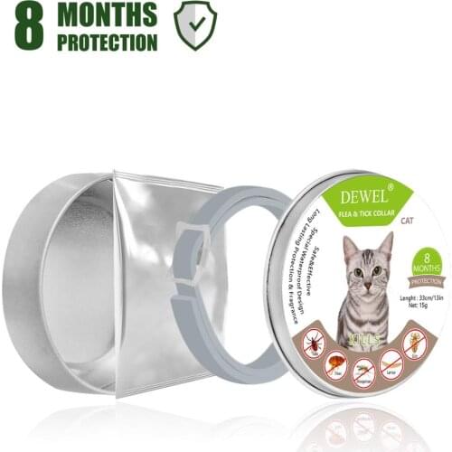 Dewel Cat Collar Flea Collar Anti Tick Mosquitoes Dogs Small Pets Accessories for Cat Waterproof Pet Collar 8 Months Protection