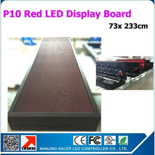 73x 233cm red color led board moving text outdoor waterproof front open p10 led display boad cabinet
